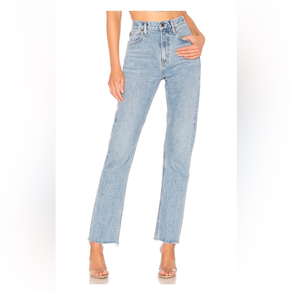 Agolde Cherie High Rise Straight Jeans.